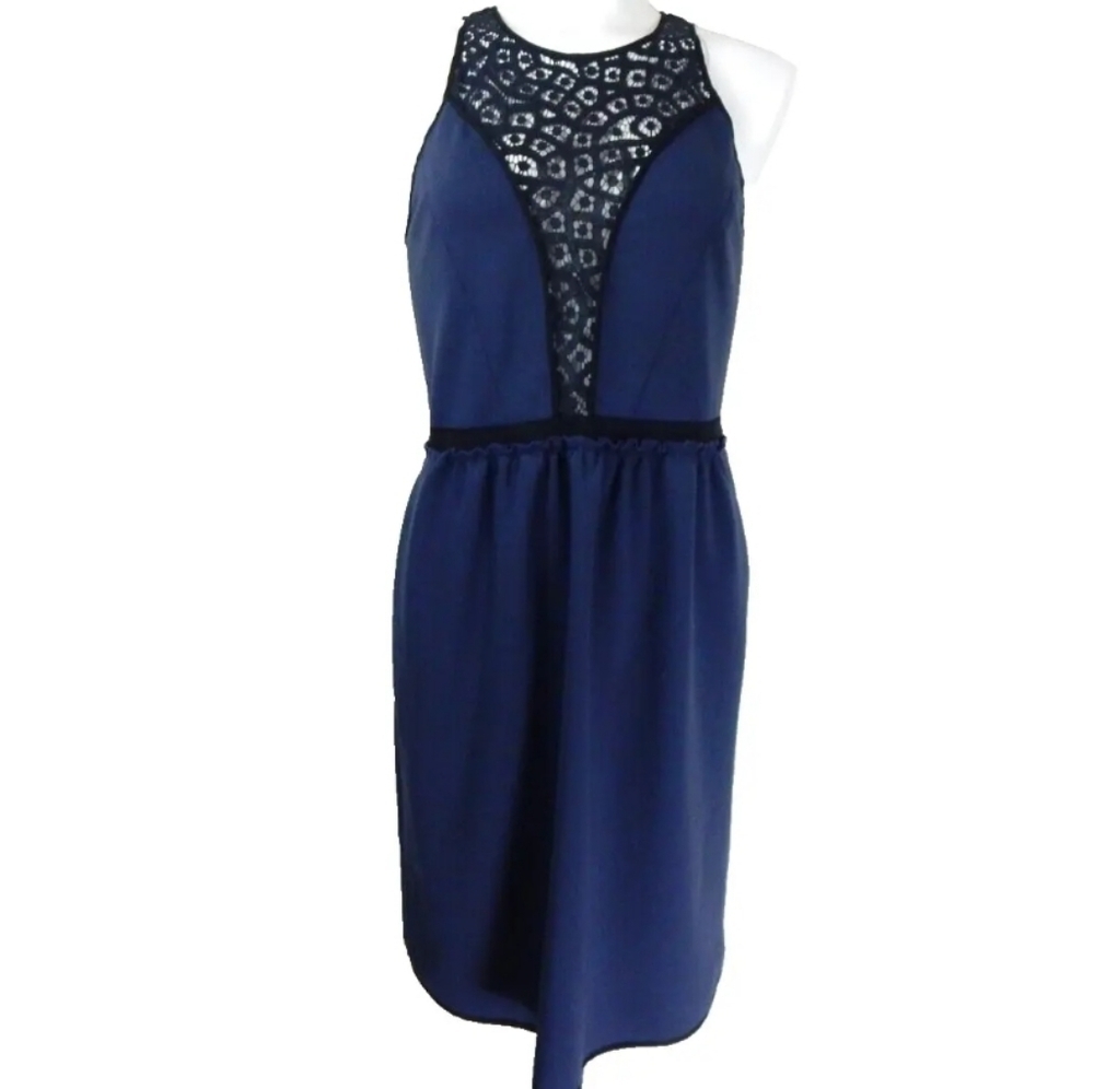 Rebecca Taylor Blue Lace Panel Sleeveless Dress